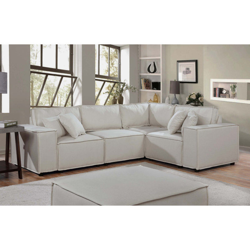 Canapé modulaire moderne avec repose-pieds, Beige