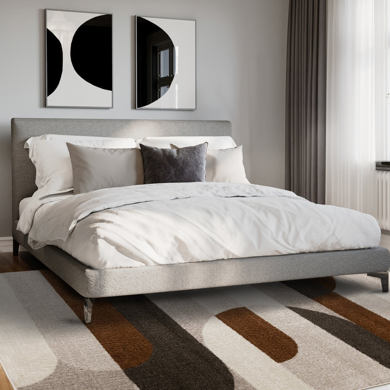 Tapis d'intérieur brun à poils courts Mentko, Rectangle 5 pi 3 po x 7 pi 7 po
