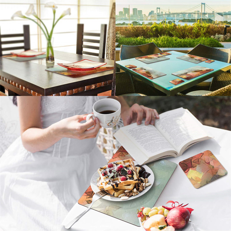 Reveka Other Rectangle Placemat And Coaster Set