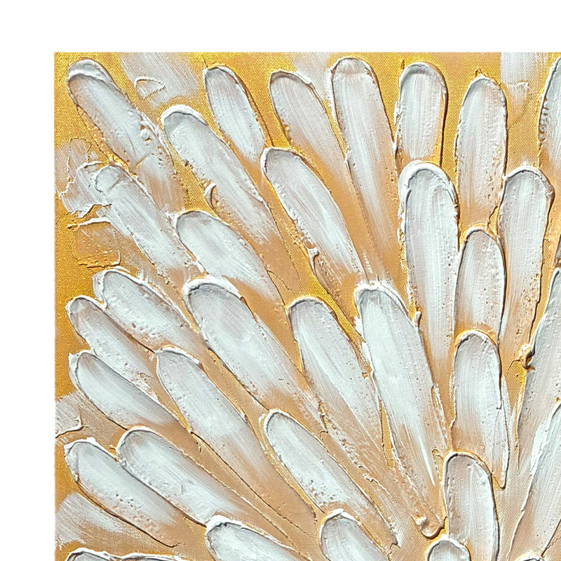 Ensemble de 2 impressions murales florales, toile texturée peinte à la main 32 po x 32 po avec des fleurs blanches antiques