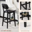 Bar Stools, with Seats 42*47*92 cm Solid Wood 2 Pieces Bar Stool Black with Backrest & Footrest-71349658