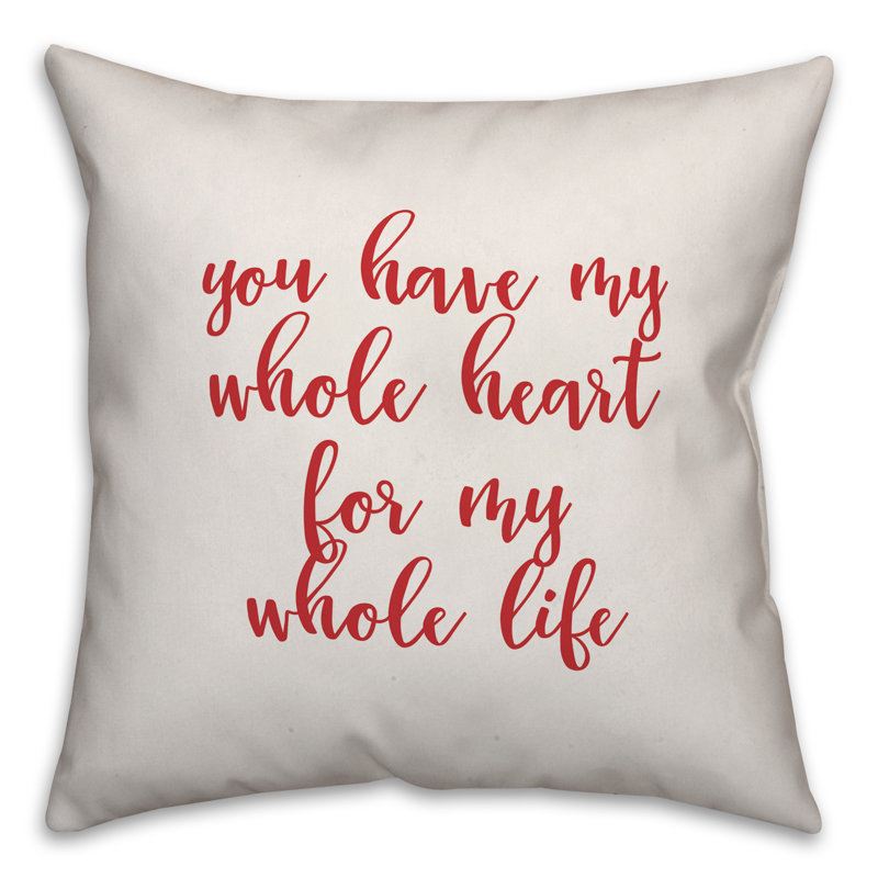  Coussin You You My Whole Heart for My Whole Life, Housse de coussin, Blanc / rouge