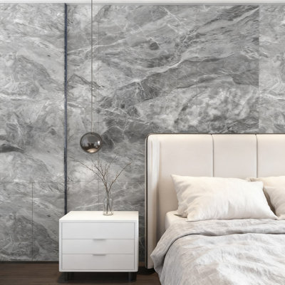 Papier de contact épais pour comptoir mat - Emballage de vinyle imperméable auto-adhésif avec aspect marbre réaliste pour les surfaces de salle de bain - Application facile à peler et à coller