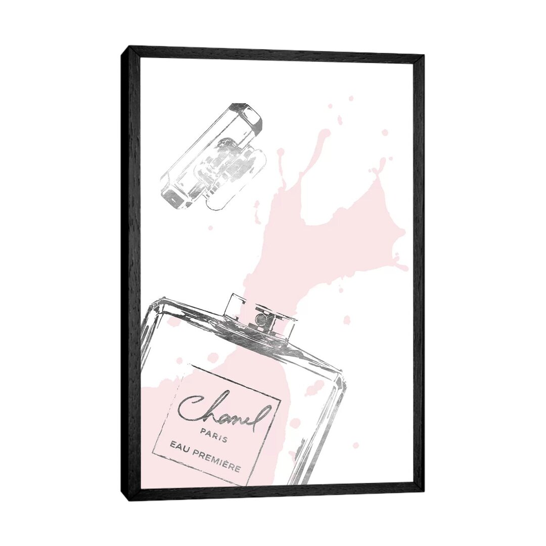 Leinwandbild - Grafikdruck „Splashing Perfume in Silver and Blush” von Amanda Greenwood