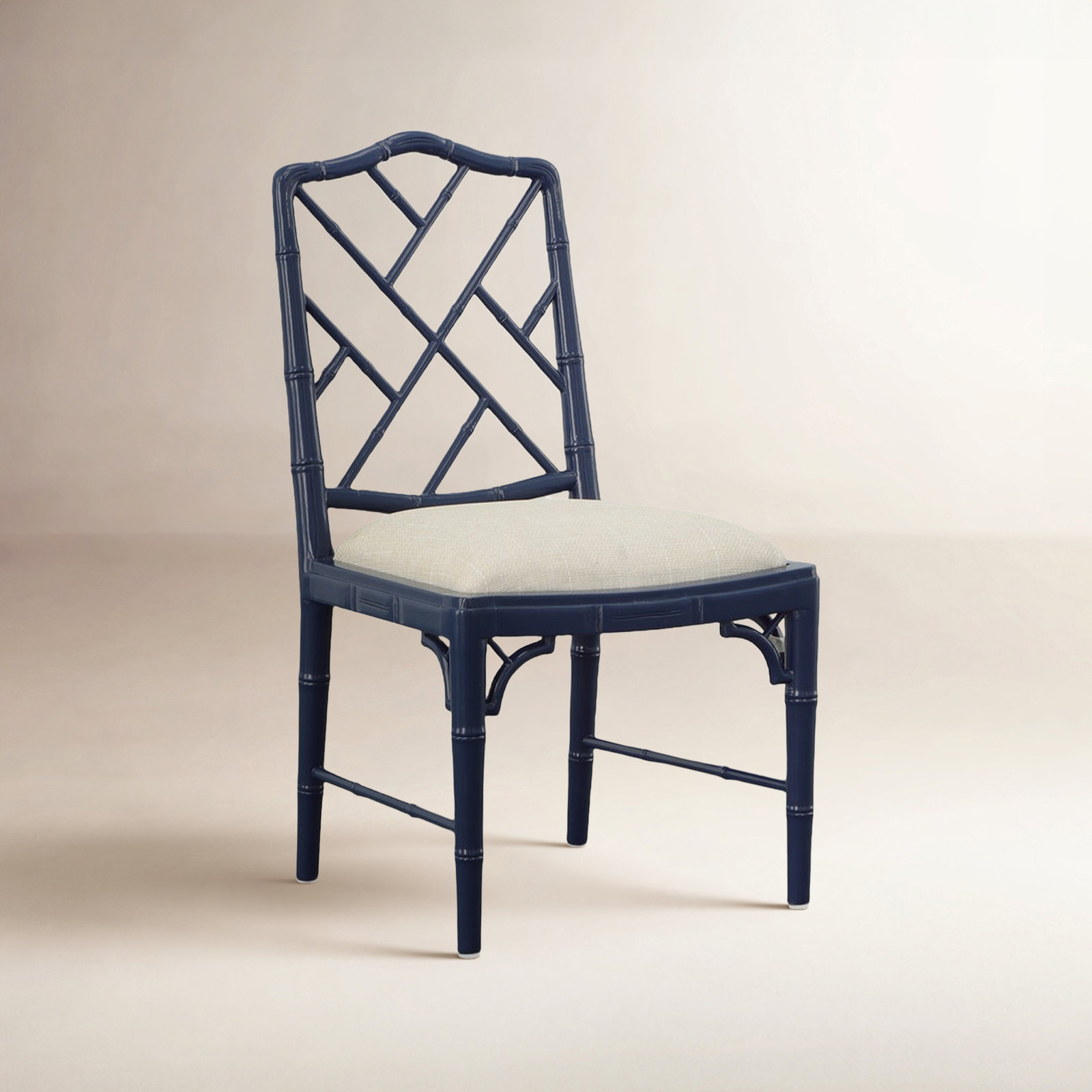 Carbie Linen Mahogany Dining Chair, Blue