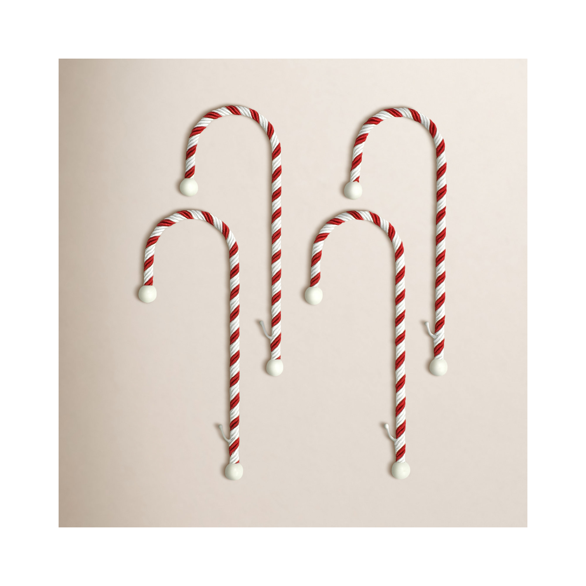 Candy Cane Classic Rope Stocking Holder, 9.7" H x 1.5" W x 4.6" D