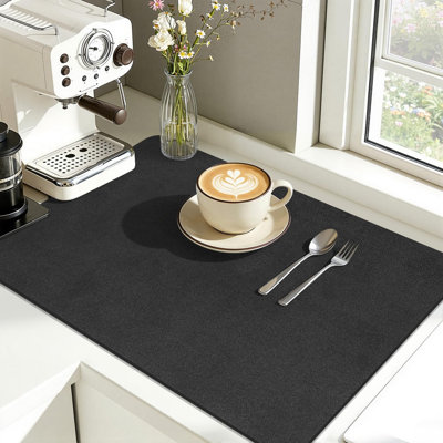 Tapis égouttoir à vaisselle, 44,5 x 75 cm, super absorbant et antitaches, tapis de séchage découpable pour comptoir, accessoires de bar à café, sous égouttoir, cafetière, machine à espresso
