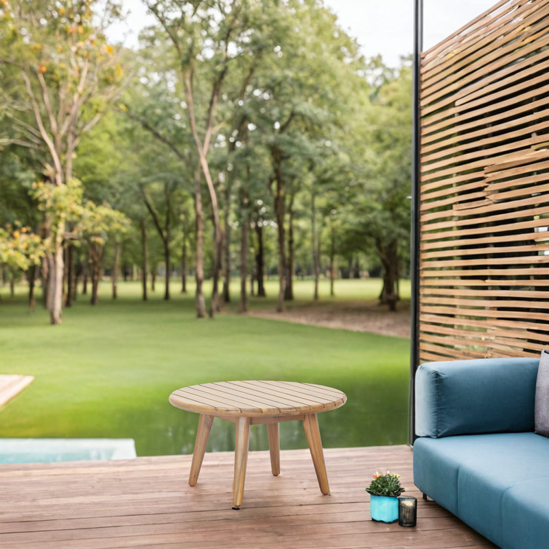 Round Acacia Outdoor Side Table