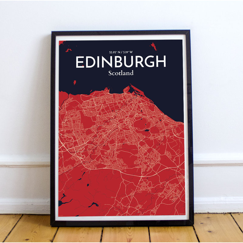 Edinburgh City Map - No Frame Print, 43.2cm H x 27.9cm W x 0.13cm D