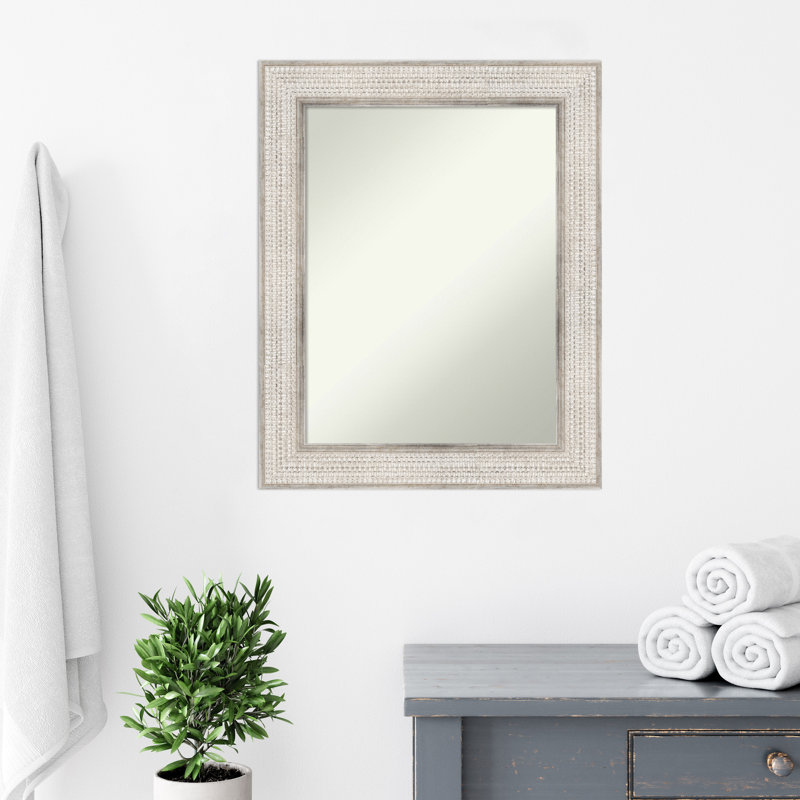 Trellis Silver Wood 30" x 24" Rectangular Wall Mirror