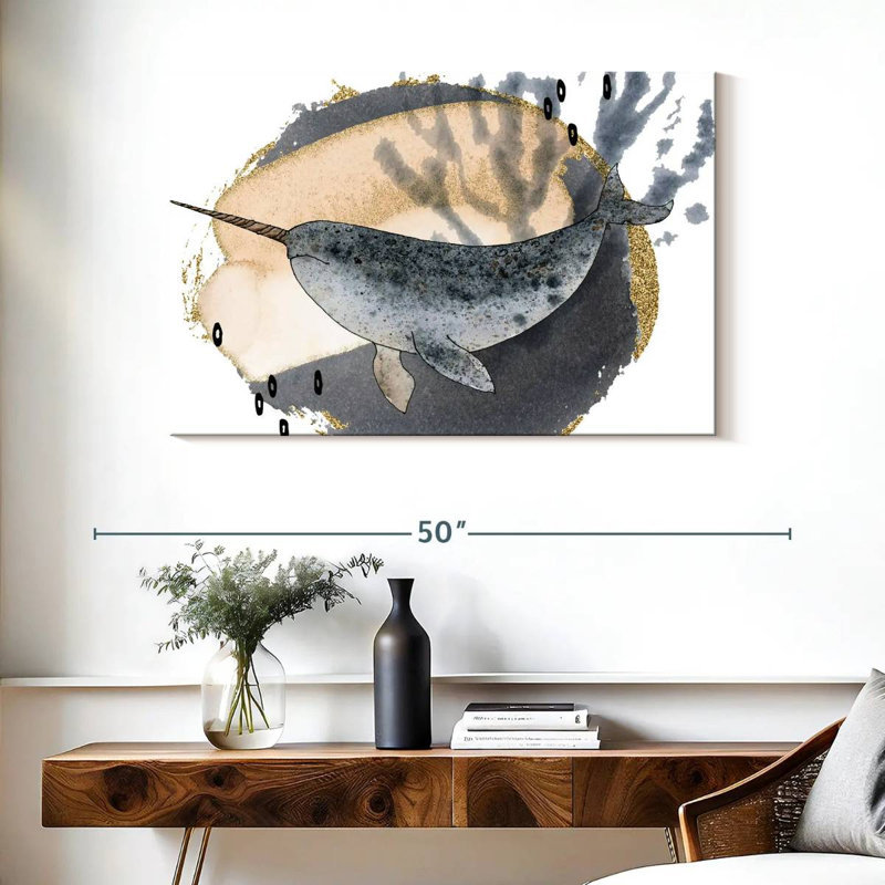 Brampt Boho Style Narwhal, 26" H x 39" W