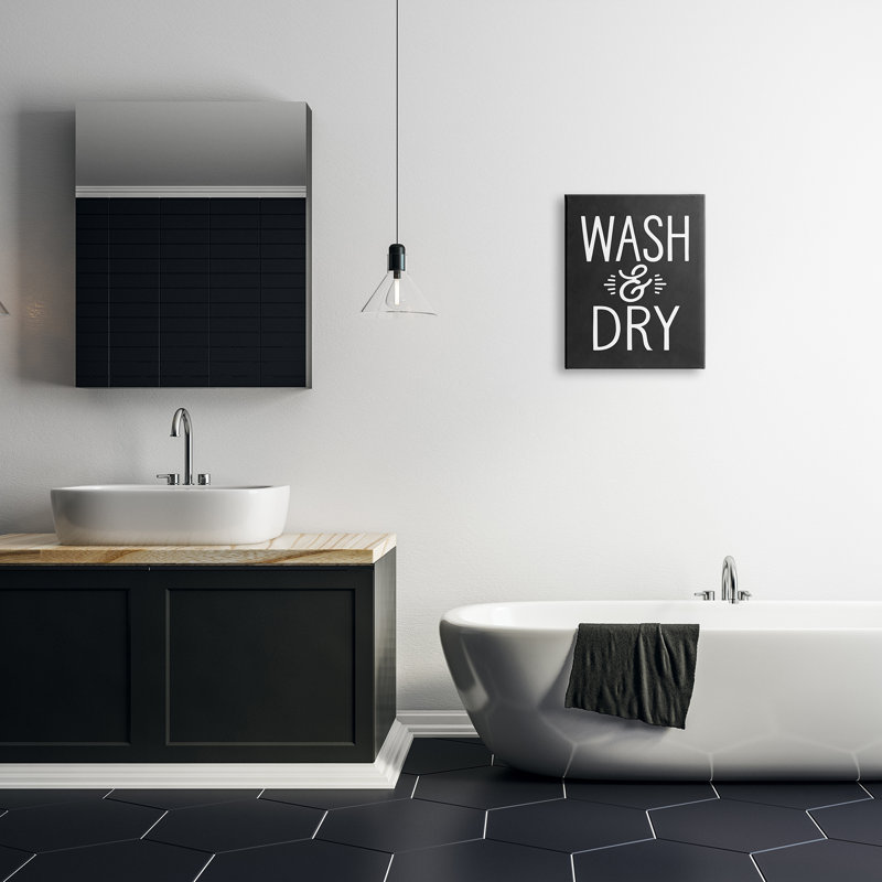 «Wash And Dry», phrase de nettoyage rétro, H 20 po x l 16 po, Plaque de bois