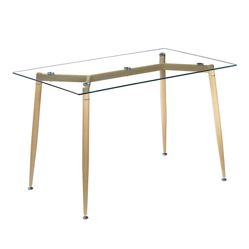 Glass Top Metal Base Dining Table
