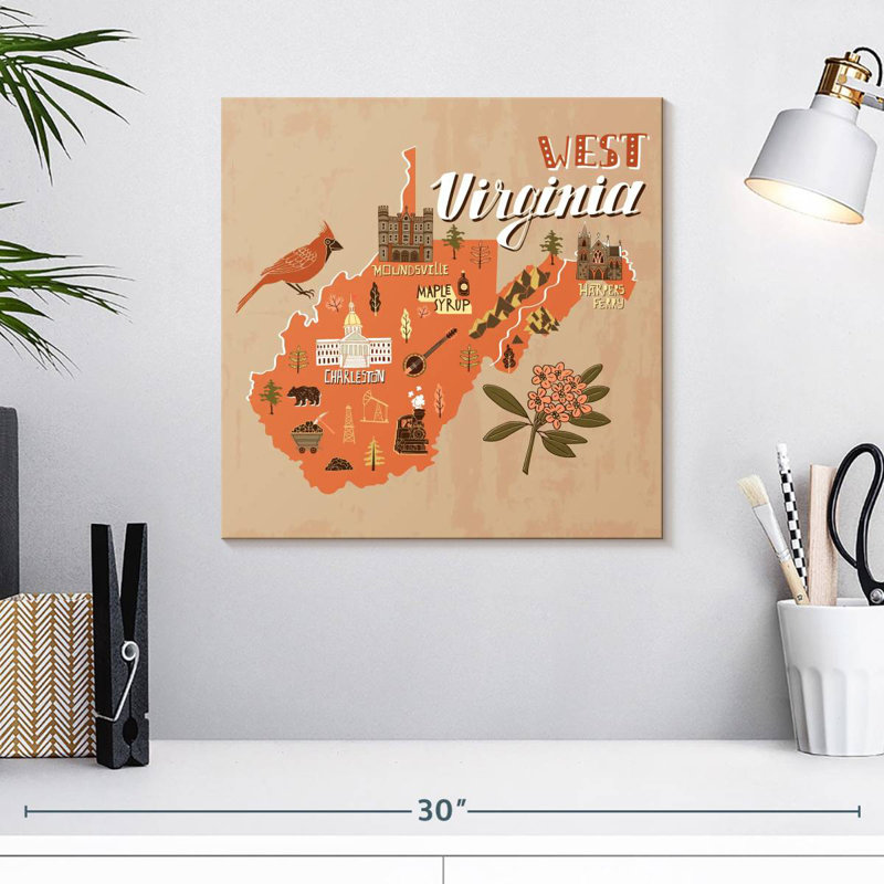 Carte de Aliaz West Virginia, H 16 po x l 16 po
