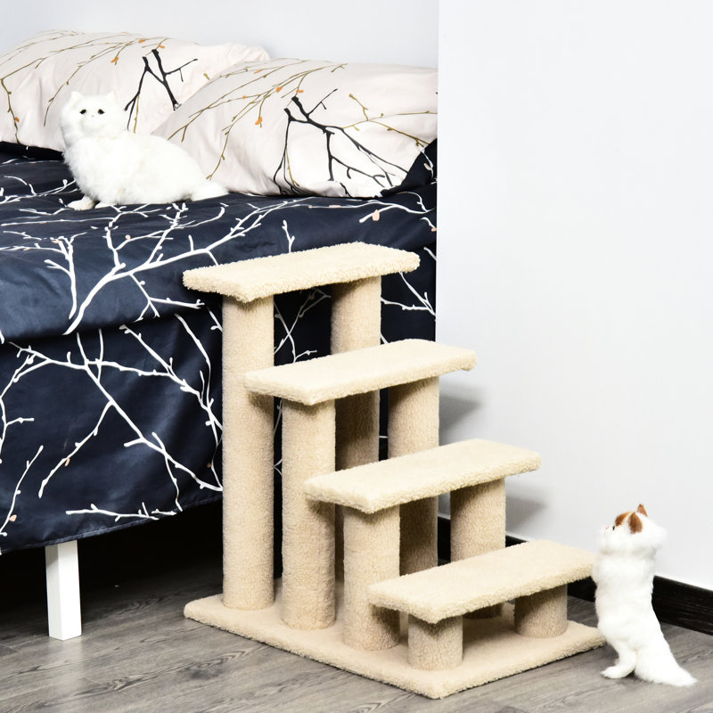 Escalier pour chat multi-niveaux à 4 niveaux pour chat, beige, 25 po - Votre tapis des chats aidants
