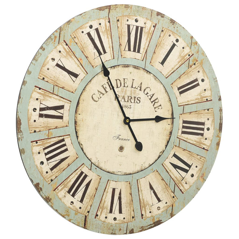 Cummings Wall Clock, 60cm H x 60cm W, Green/Natural