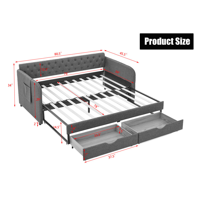 Keonya Upholstered Daybed Storage Bed