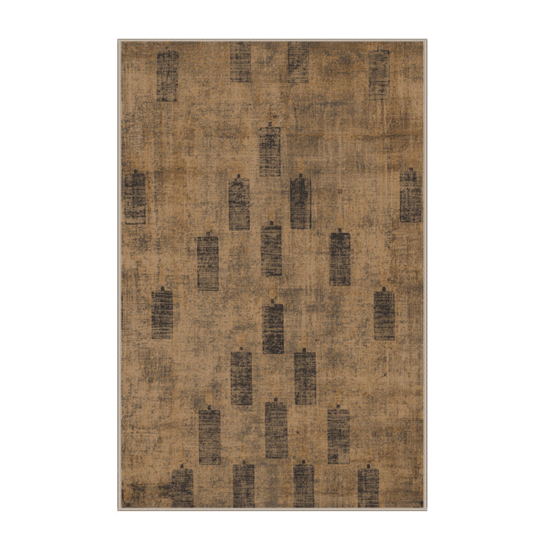 Machine Washable Norridge Hanukkah Modern & Contemporary Abstract Rug in Brown – Beige Binding, 2x5