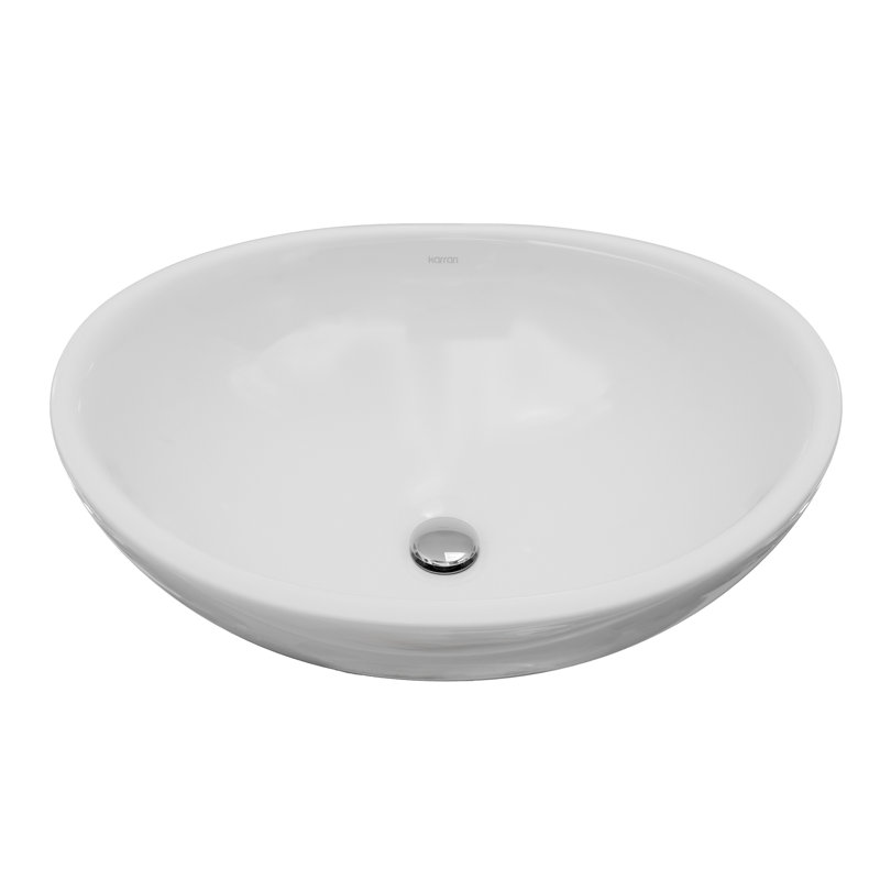 Karran Valera 16 In. Vitreous China Oval Vessel Bathroom Sink