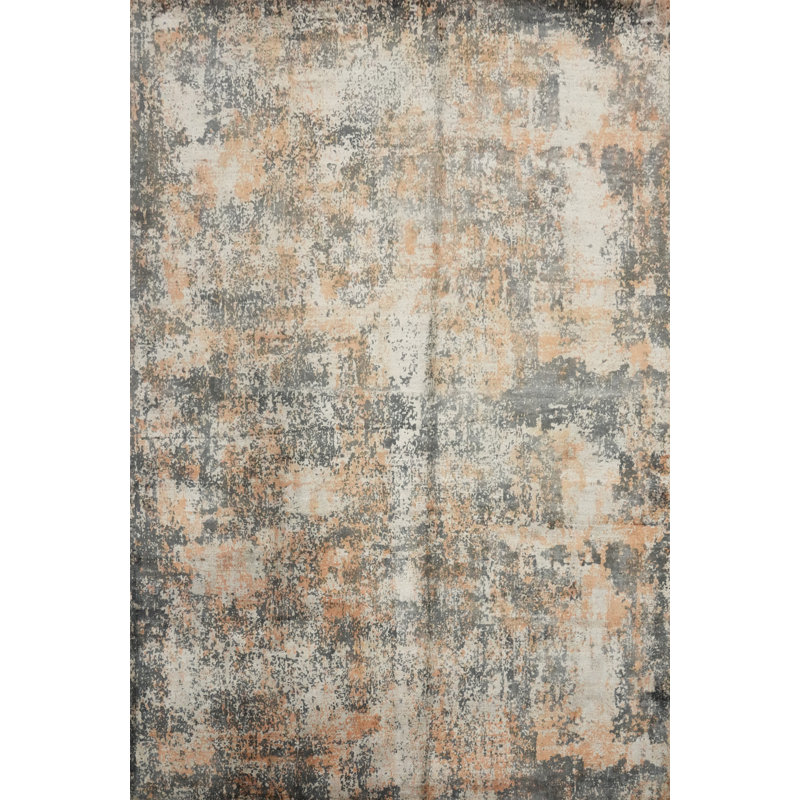 Tapis oriental délavé à motif abstrait 8 x 10