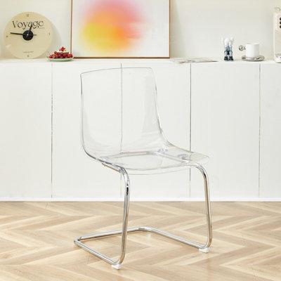 Clear+Silver Solid back side Chair(Set of 2)