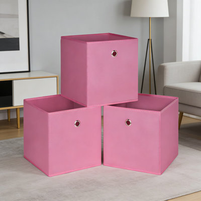 Cubes de rangement pliables en tissu avec poignées - bacs de rangement pliables avec structure renforcée pour la maison, le placard et le rangement des jouets, ensemble de 3