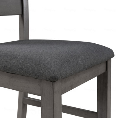Table de salle à manger et chaises avec banc, ensemble de salle à manger en bois rustique, ensemble de 6 (gris)