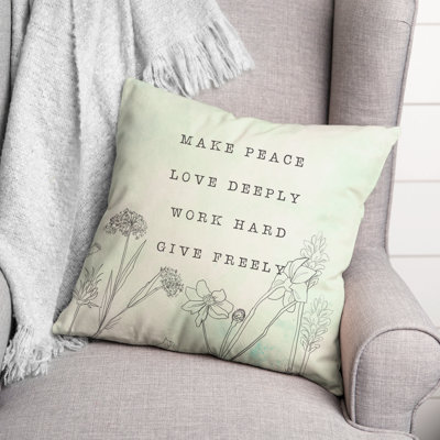 Make Peace Square Pillow Cover & Insert