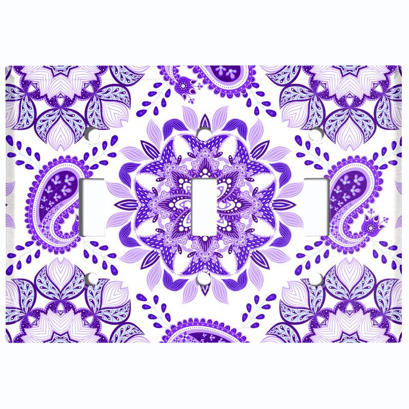Patterned 3 - Gang Toggle Light Switch Standard Wall Plate, Purple