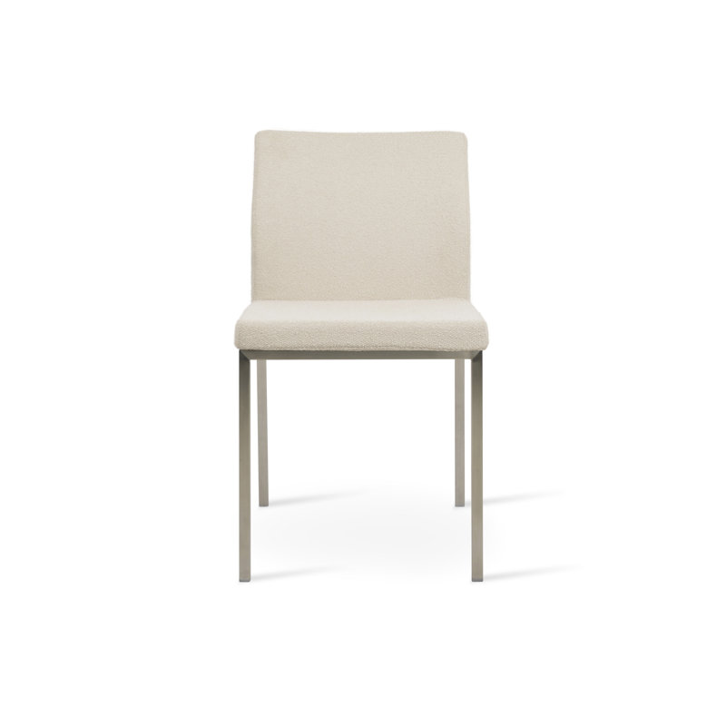 Chaise d'appoint en métal Aria, Chrome, Boucle blanc cassé