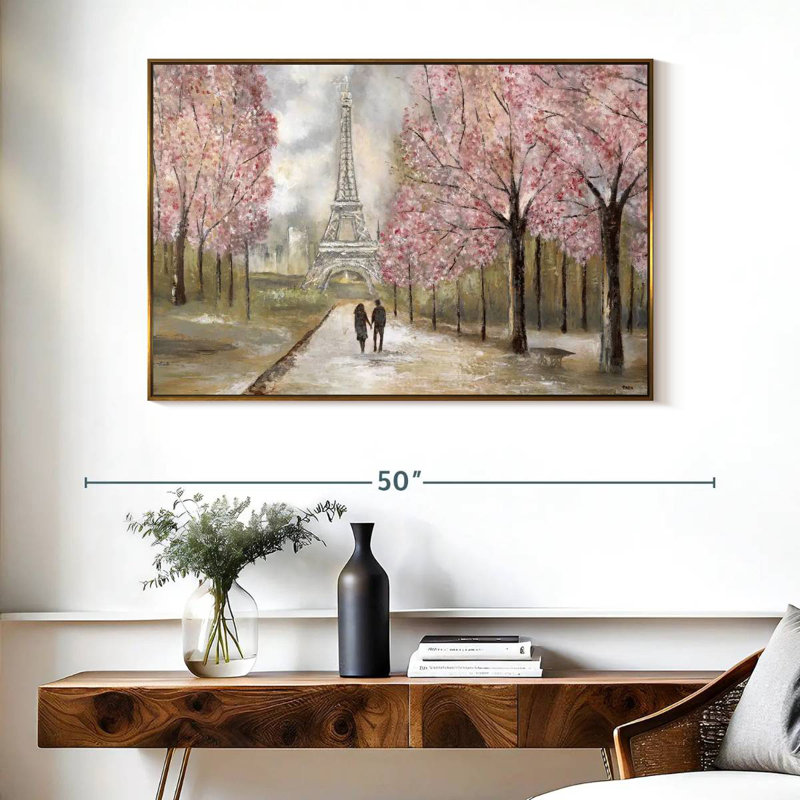 Balade à Paris, Cadre flottant doré, 40 po x 27 po