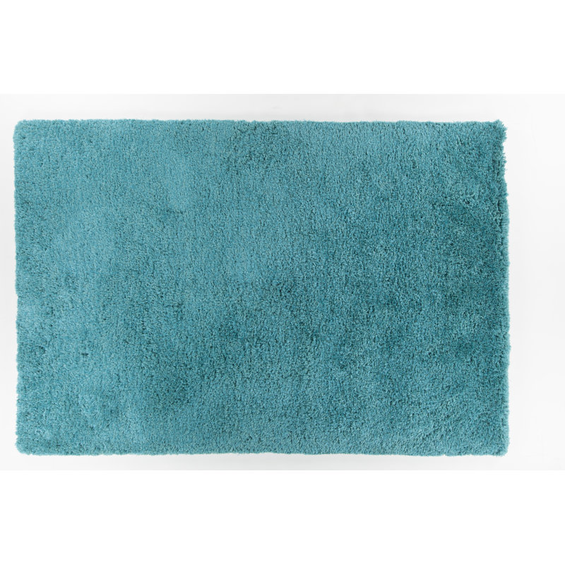 Tapis de zone turquoise tissé à la main Garretson, Rectangle 9 pi x 13 pi