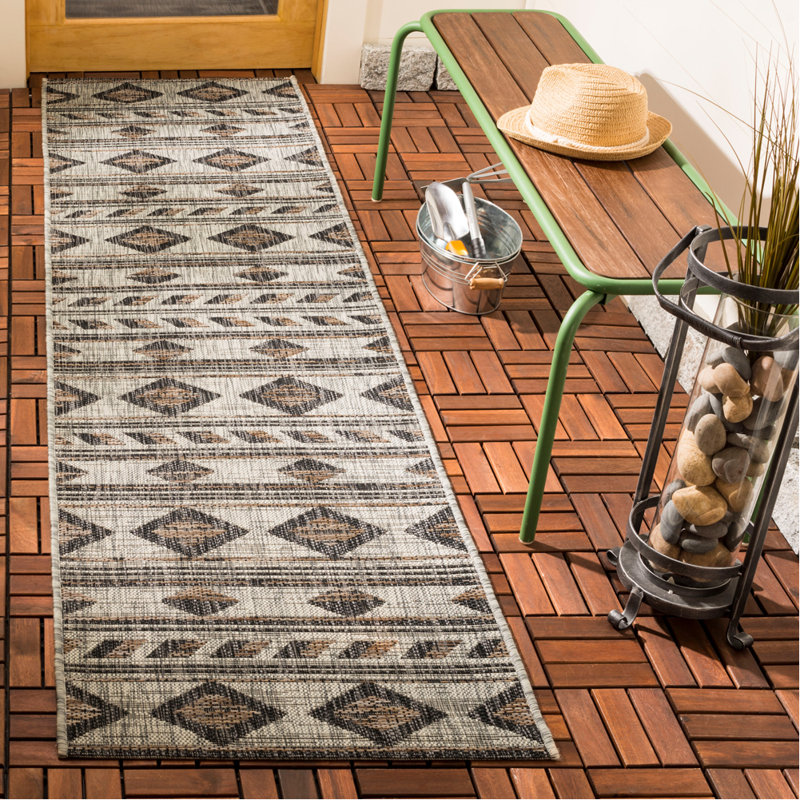 Amarien Performance Geometric Indoor/Outdoor Area Rug, Runner 2'3" x 16'