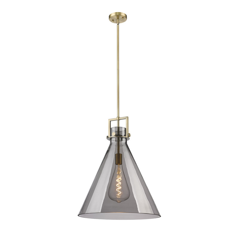 Luminaire suspendu avec tige 30 po Coterie, Laiton brossé, Plaqué couleur fumée, H 22,75 po x l 18 po x P 18 po