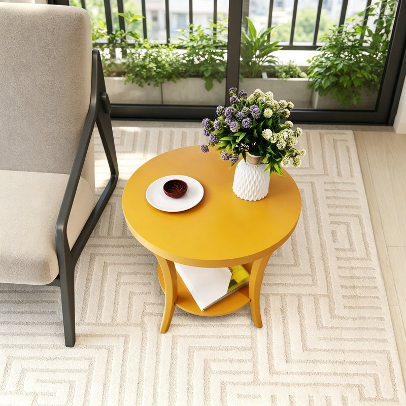 Table de bout à tablette ovale contemporaine Perth, jaune, Jaune