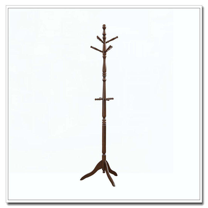Portemanteau en bois massif, 10 crochets, Marron foncé