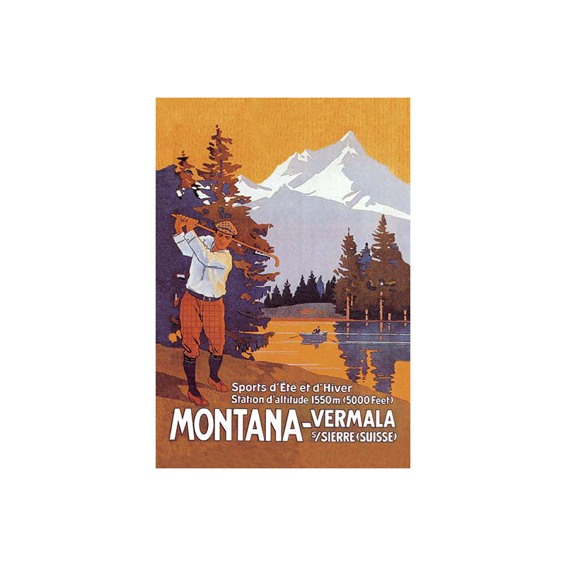 Affiche rétro montana vermala, H 42 po x l 28 po x P 1,5 po