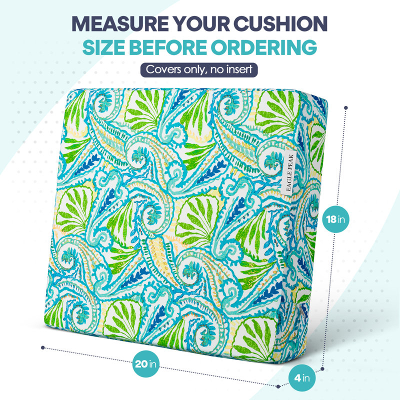 Housses de coussin de patio hydrofuges, motif cachemire bleu