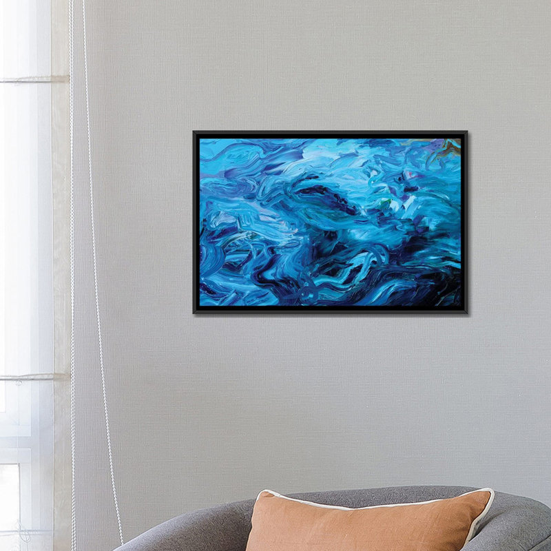 "BM 017" par Iris Scott Abstracts, impression sur toile, H 18 po x l 26 po x P 1,5 po, Toile avec cadre flottant noir