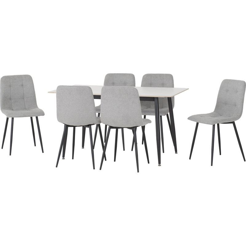 Deitrick Dining Set (6-Seater Set), Light Grey