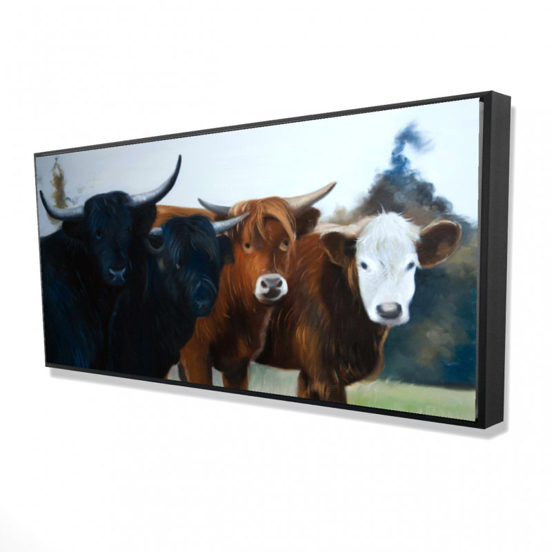 Four Highland Cows Print On Canvas
