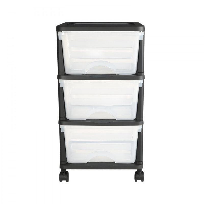 Plastic Storage Drawers Cart Rolling Storage Organizer w/ Wheels, 3