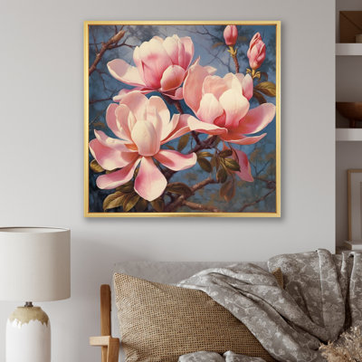 «Pink White Magnolias Elegance Landscape» sur toile
