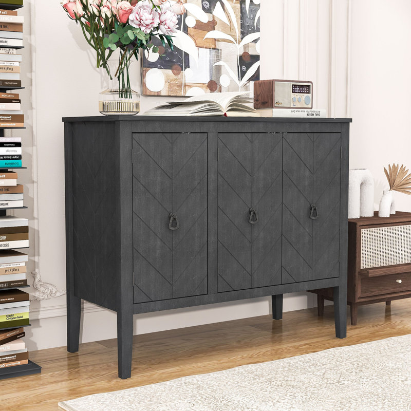 Buffet de rangement avec tablette réglable, Gris