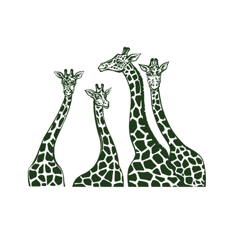 Adhésif décoratif famille girafe, Vert