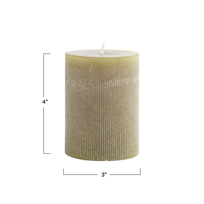 Unscented Pillar Candle, 4" H x 4" W x 4" D, Olive