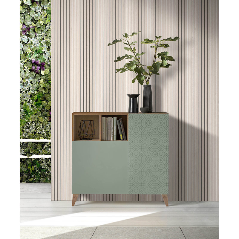 12 Pair Shoe Storage Cabinet, Walnut/Green