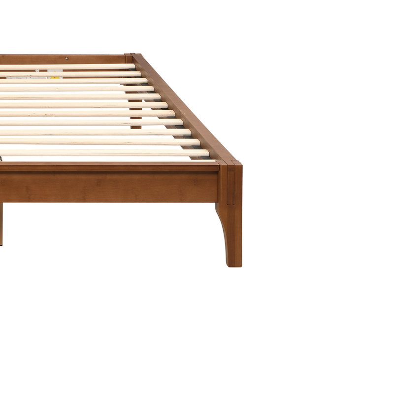Structure de lit plateforme en bois de bambou massif et solide, avec support en lattes de bois, aucun sommier requis, assemblage facile