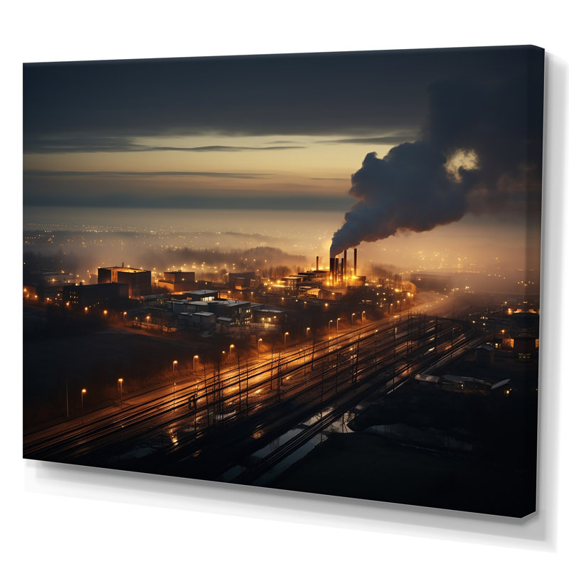 Monochromes de l'industrie industrielle - reproduction sur toile, Toile tendue, H 30 po x l 40 po x P 1,5 po