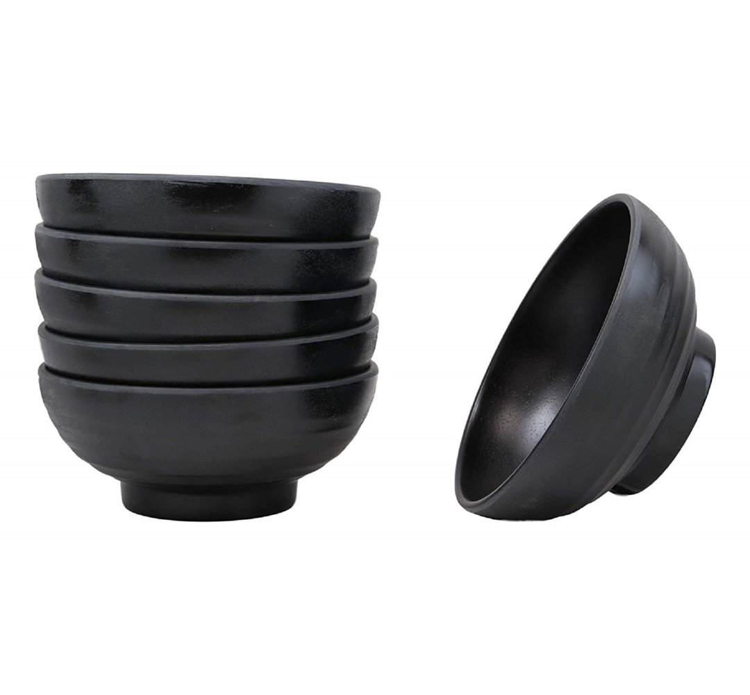 Sisodiya Matte Black Jade Melamine Pasta bowl (Set of 6) World Menagerie
